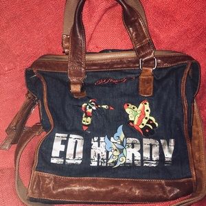 Ed Hardy Denim Shoulder Bag